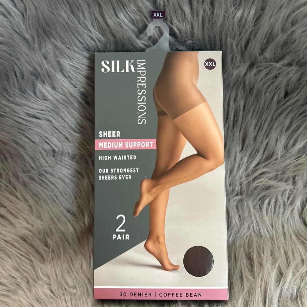 Silk Impressions Sheer Medium Support Womens‎ Size XXL Coffee Bean High Waisted